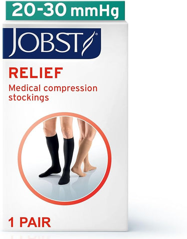 JOBST Relief 20-30 mmHg Compression Stockings, Knee High, Closed Toe | Compression Socks for Women/ Men for Tired, Aching or Swollen Legs