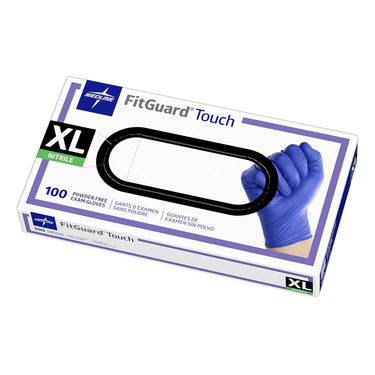 Medline FitGuard Touch Nitrile Exam Gloves, 100 Count, Powder Free, Disposable, Not Made with Natural Rubber Latex, Excellent Sense of Touch for Medical Tasks, Durable for Household Chores