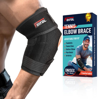 FEATOL Elbow Brace for Tendonitis and Tennis Elbow for Men and Women (black)