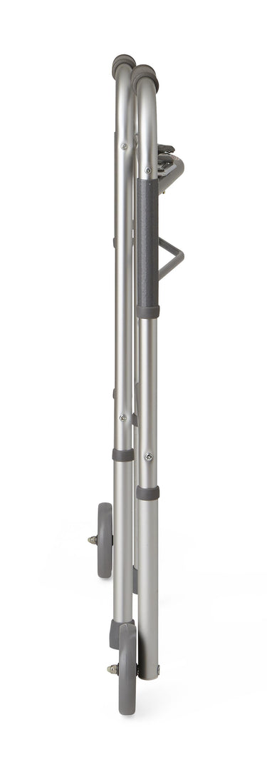 Medline Two-Button Folding Walkers with 5" Wheels