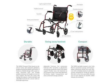 Noka Aluminum Lightweight Transport Chair