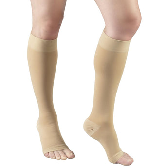 TRUFORM Classic Medical Knee High Support Stockings OPEN TOE 30-40 mmHg Beige Color