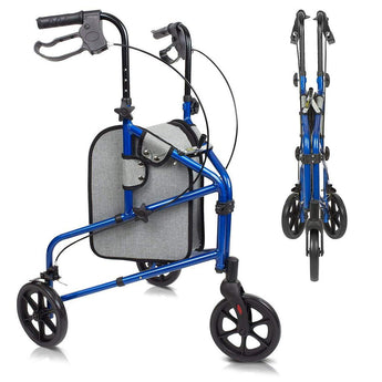 Vive Mobility 3 Wheel Lightweight Foldable Walker with Basket Bag