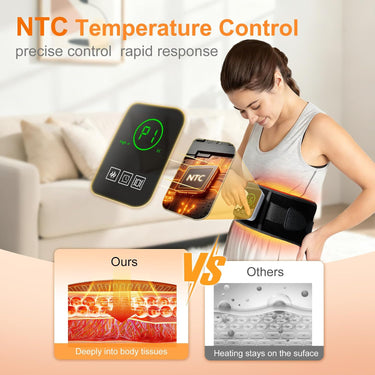 Graphene-Infused Cordless Heating Pad with Massager for Back, 5000mAh Rechargeable Portable Lower Back Massager with 3 Heat 3 Vibration with 20/30/40 mins Timer Options, Heating pad for Women Men Mom