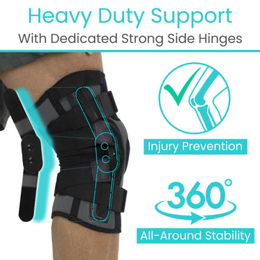 Vive Health Heavy Duty Hinged Knee Brace Black/Gray