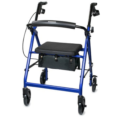 4 Wheel Rollator McKesson Black Adjustable Height / Folding Aluminum Frame / McKesson